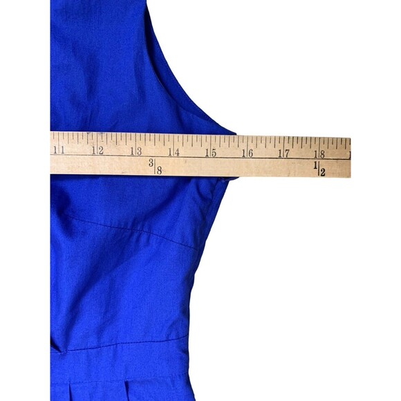 J.Crew Sleeveless Dress Women's Size 2 Faux Wrap Lined Ruffle Neck Cobalt Blue - Picture 9 of 16